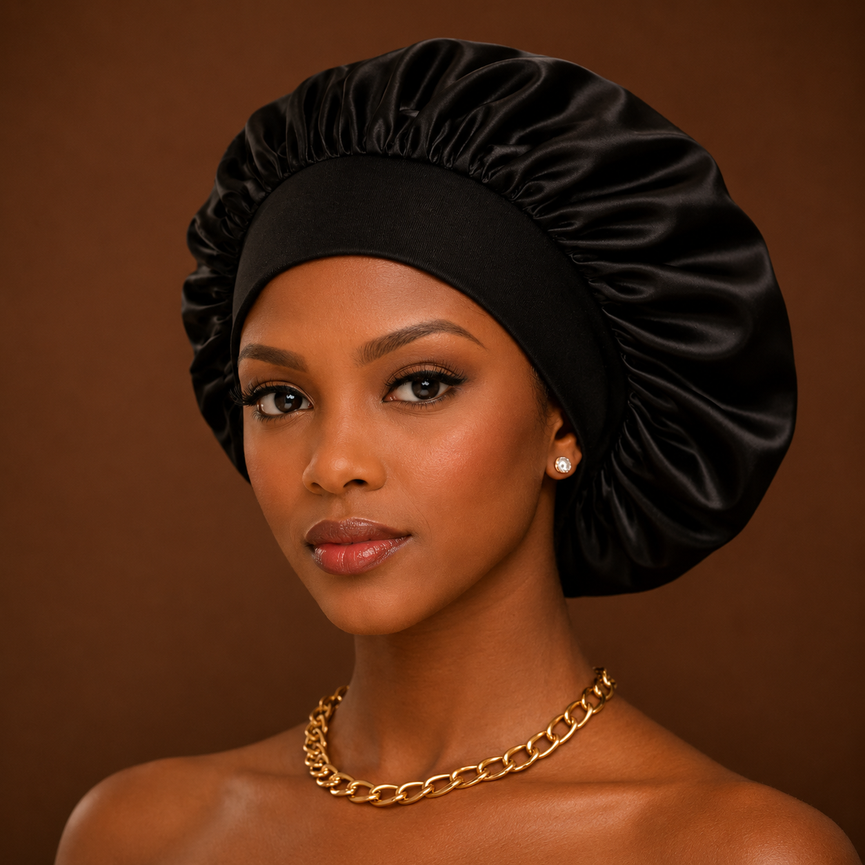 Bonnet satin doux protection cheveux naturels la nuit – routine capillaire anti-casse et hydratation