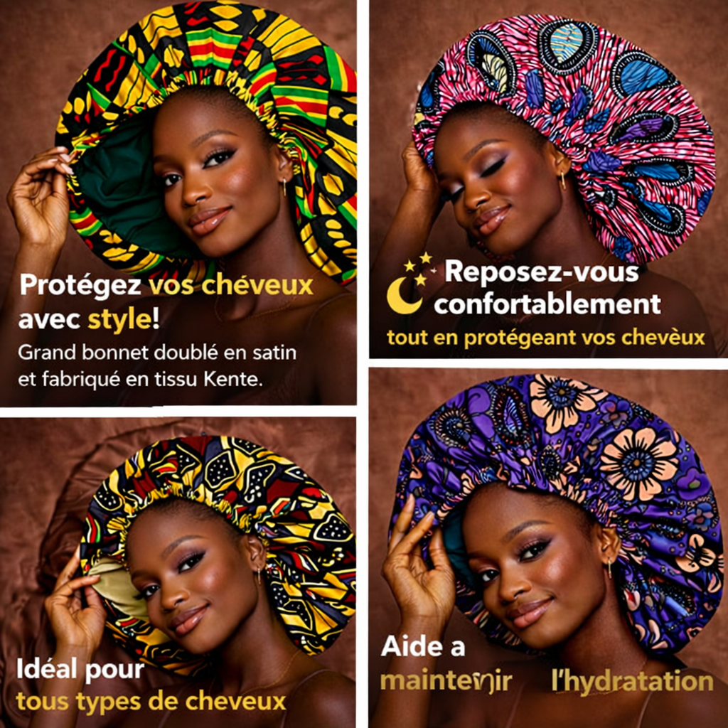 Bonnet en Satin & Wax Réversibles – Protection & Style au quotidien