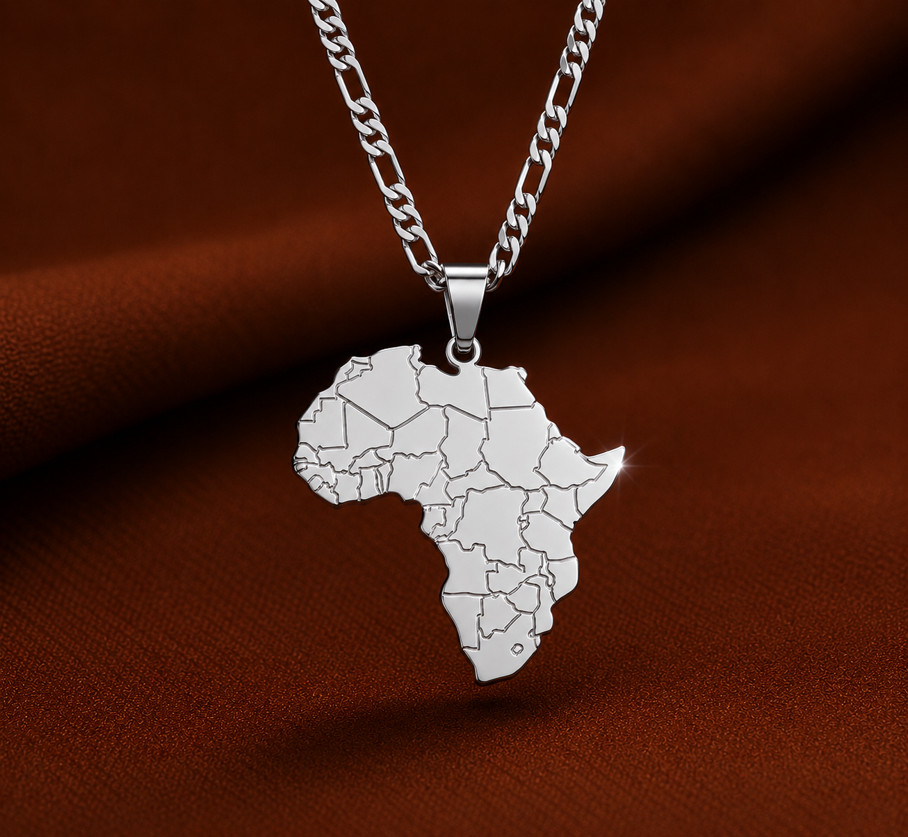 Collier Carte d'Afrique | Pendentif Continent Gravé | Or & Argent – Cissey