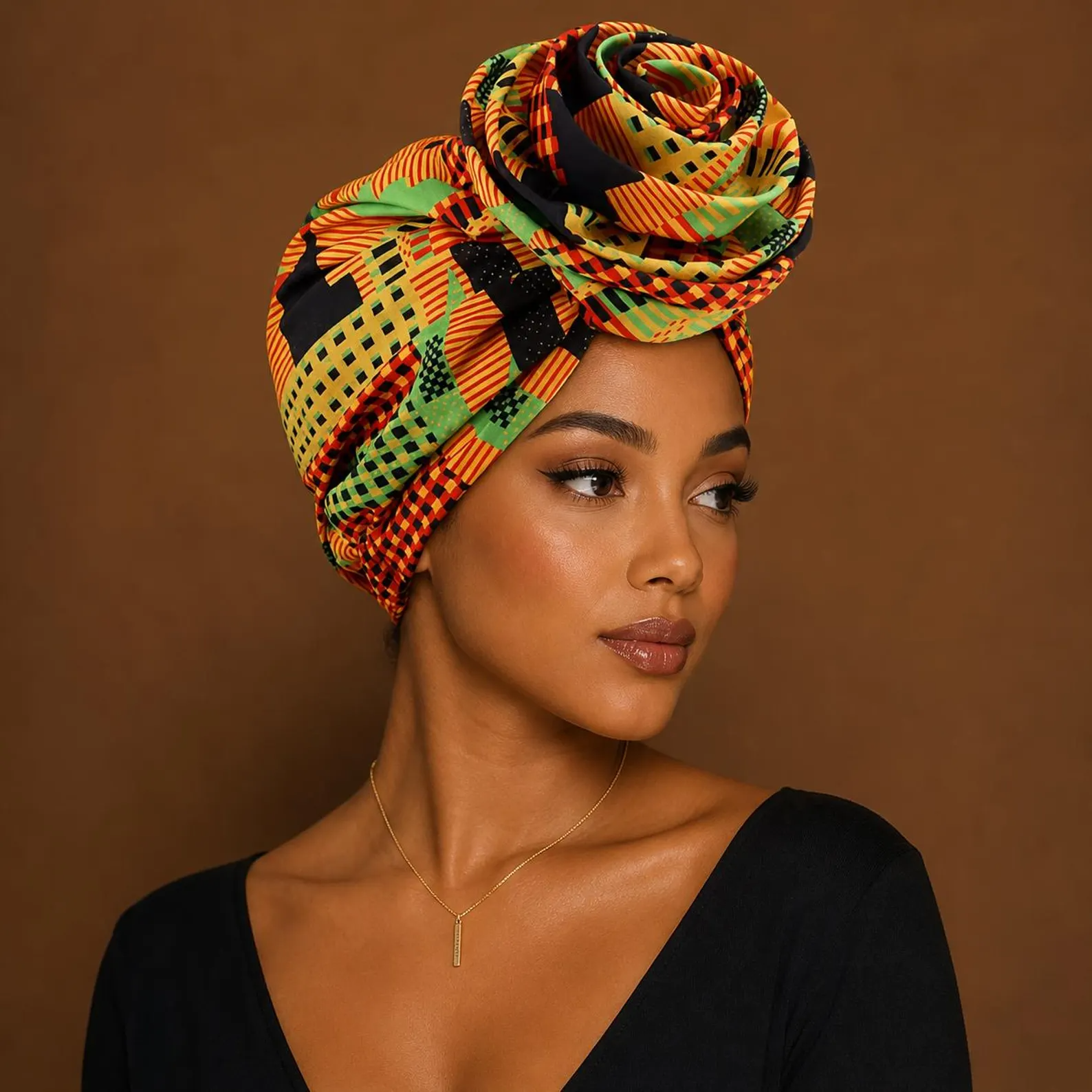 Turban Kente Glory Cissey Clothing vue de profil