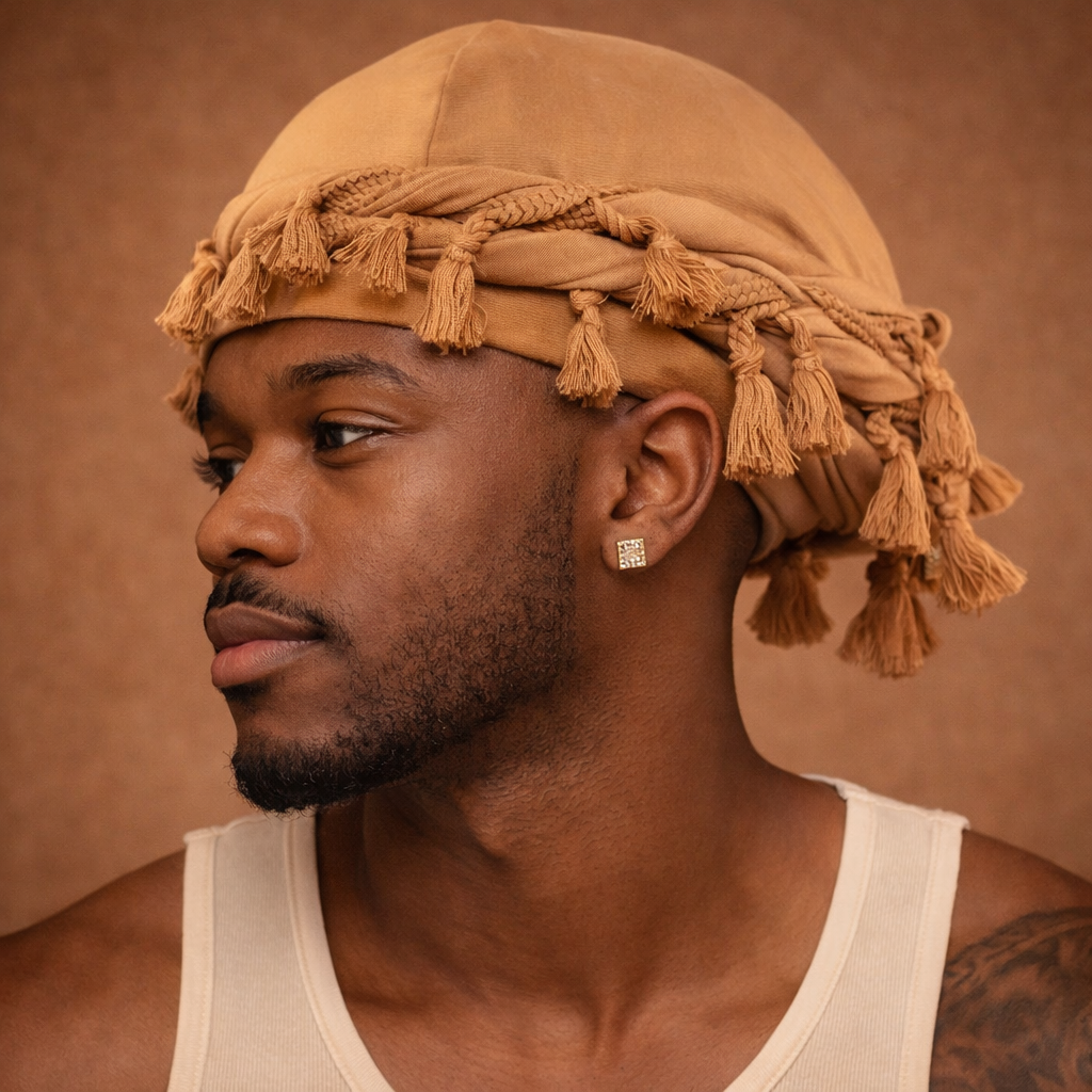 Bonnet satin homme vue arrière – élastique confort taille unique