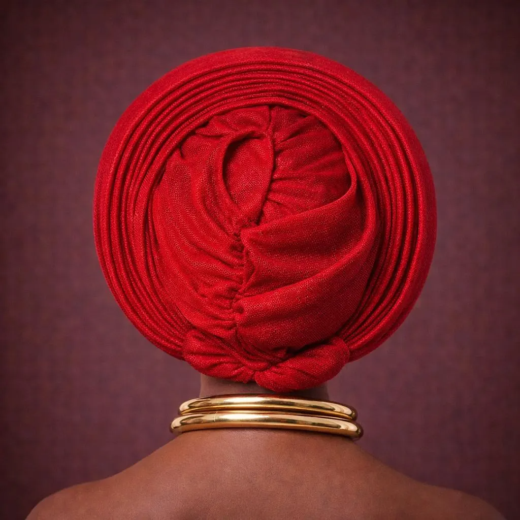 Détail nœud Glam Gélé rouge headwrap mariage — Cissey Clothing