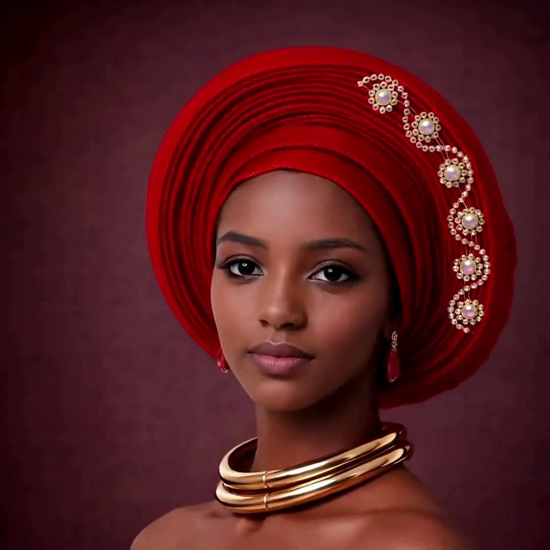 Glam Gélé headwrap mariage rouge vue de face — Cissey Clothing