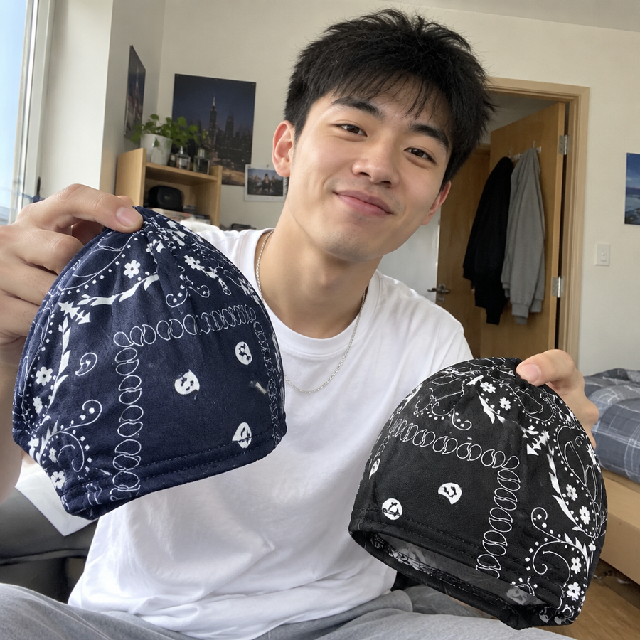 Homme tenant deux wave caps Cissey à partager