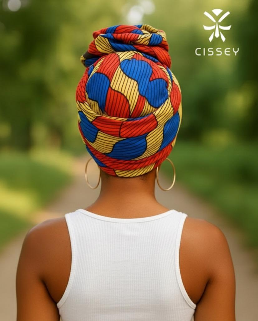 Foulard wax africain imprimé Ankara coloré