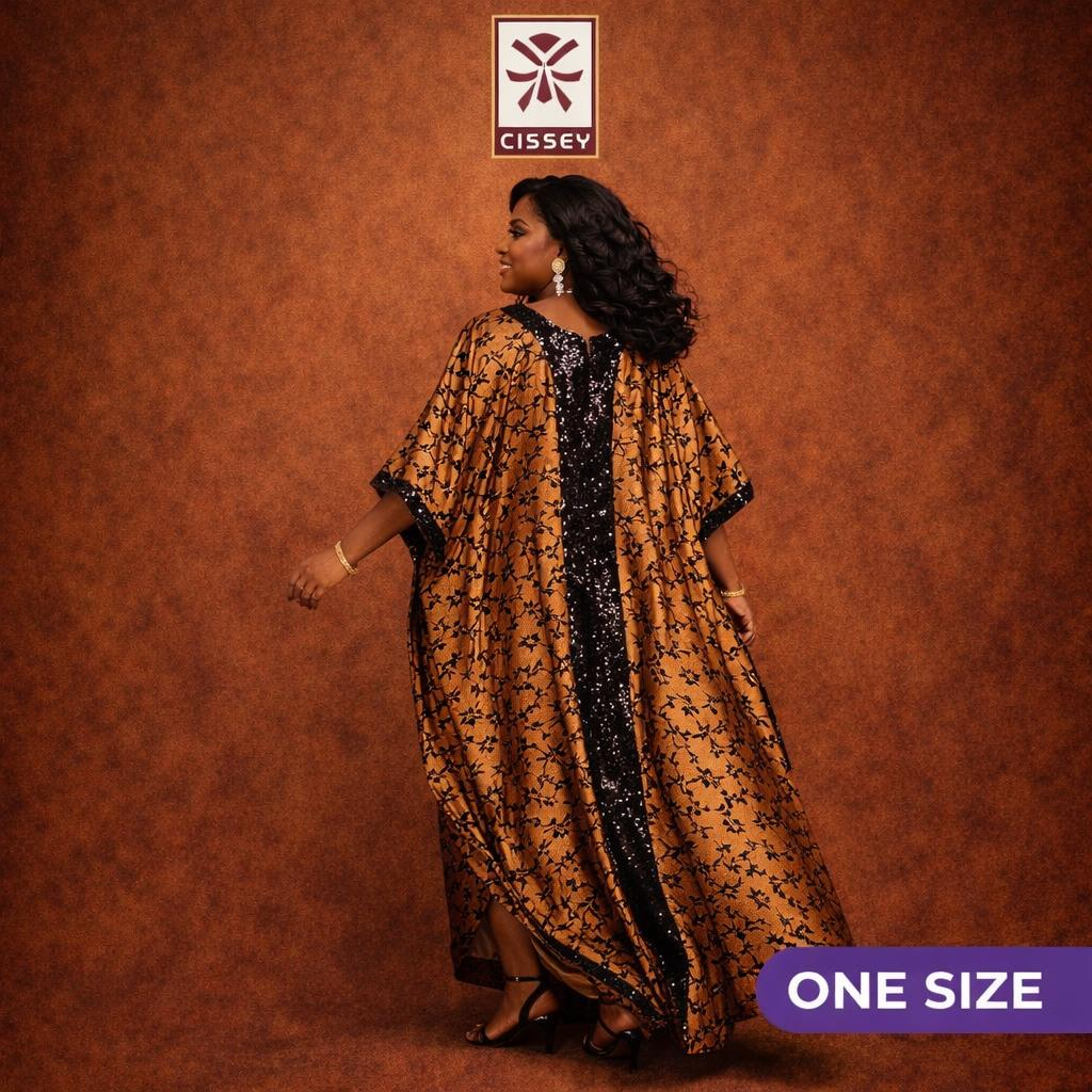 Abaya Kaftan Africain Marron & noir | Robe Maxi Cissey
