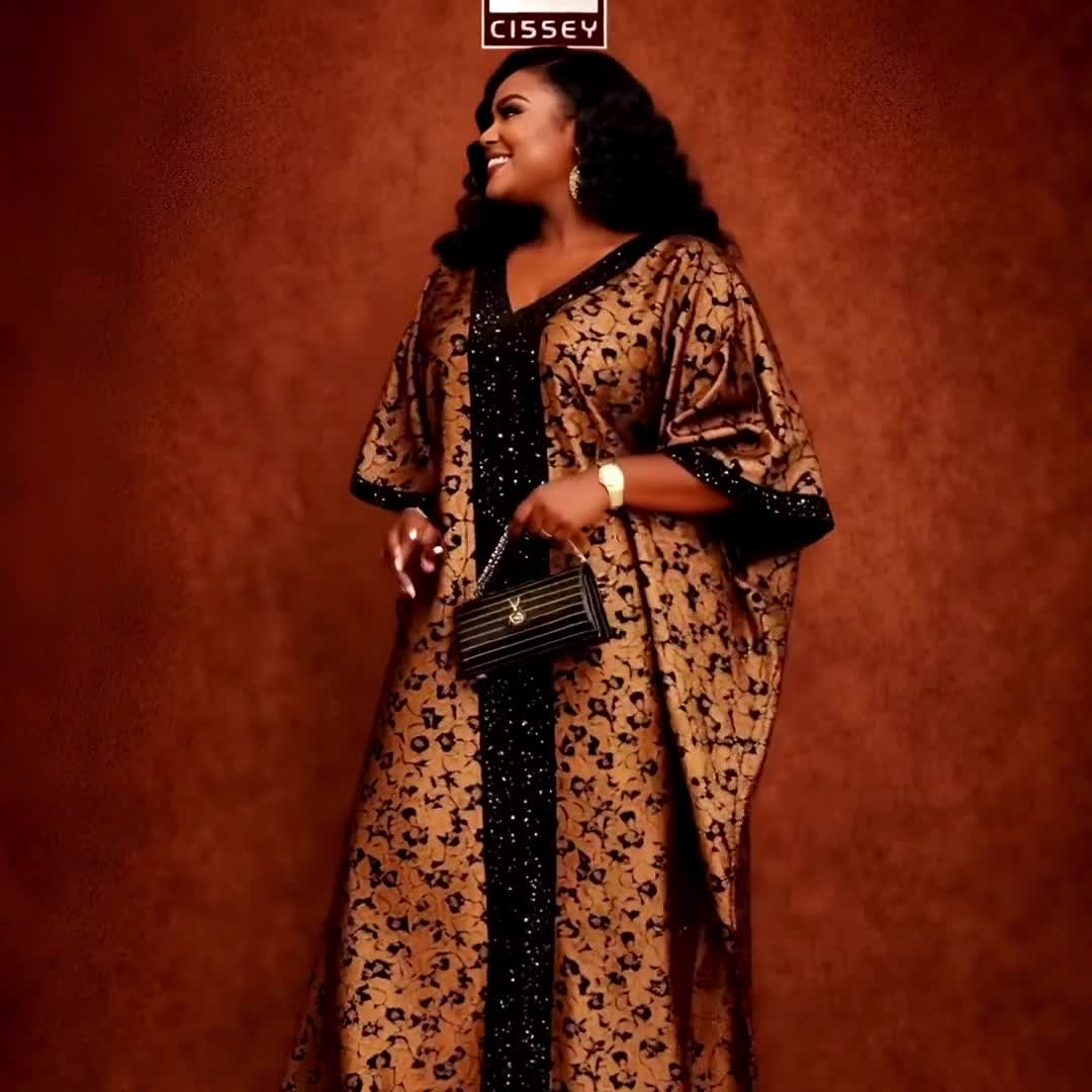 Abaya Kaftan Africain Marron & noir | Robe Maxi Cissey