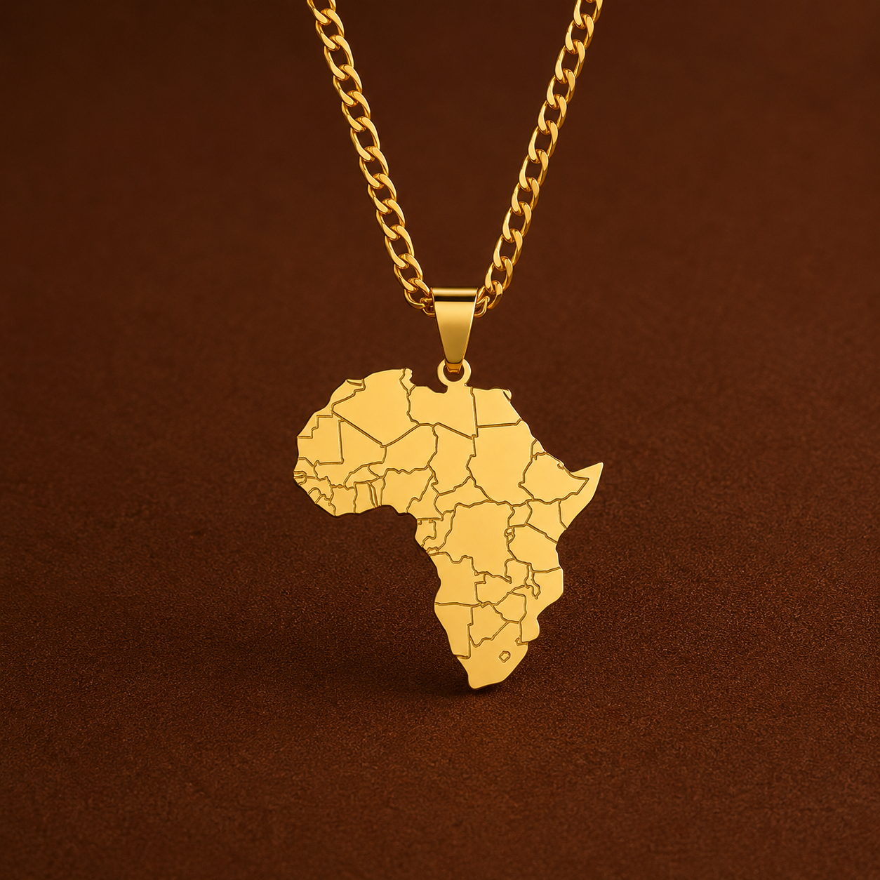 Collier Carte d'Afrique | Pendentif Continent Gravé | Or & Argent – Cissey