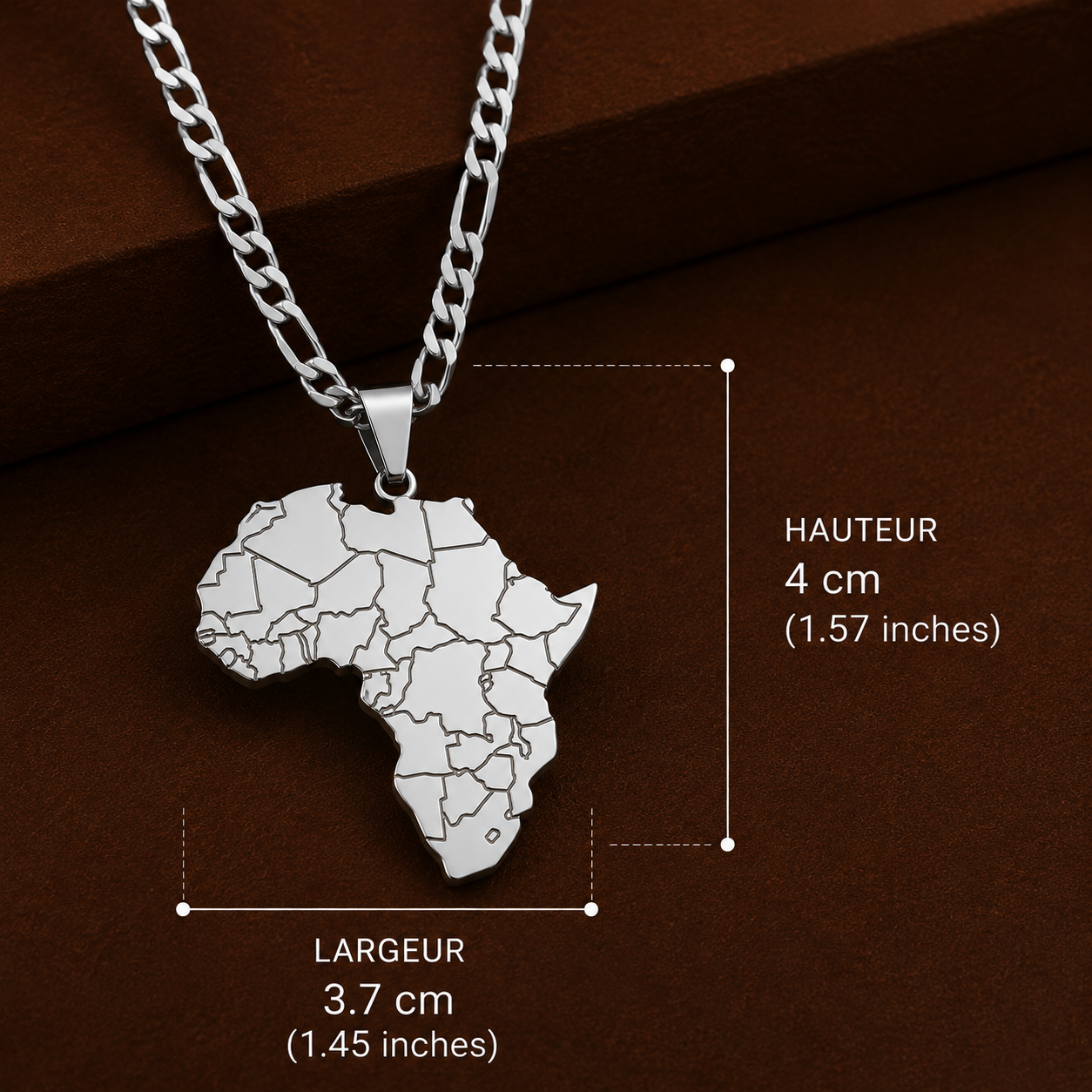 Collier Carte d'Afrique | Pendentif Continent Gravé | Or & Argent – Cissey
