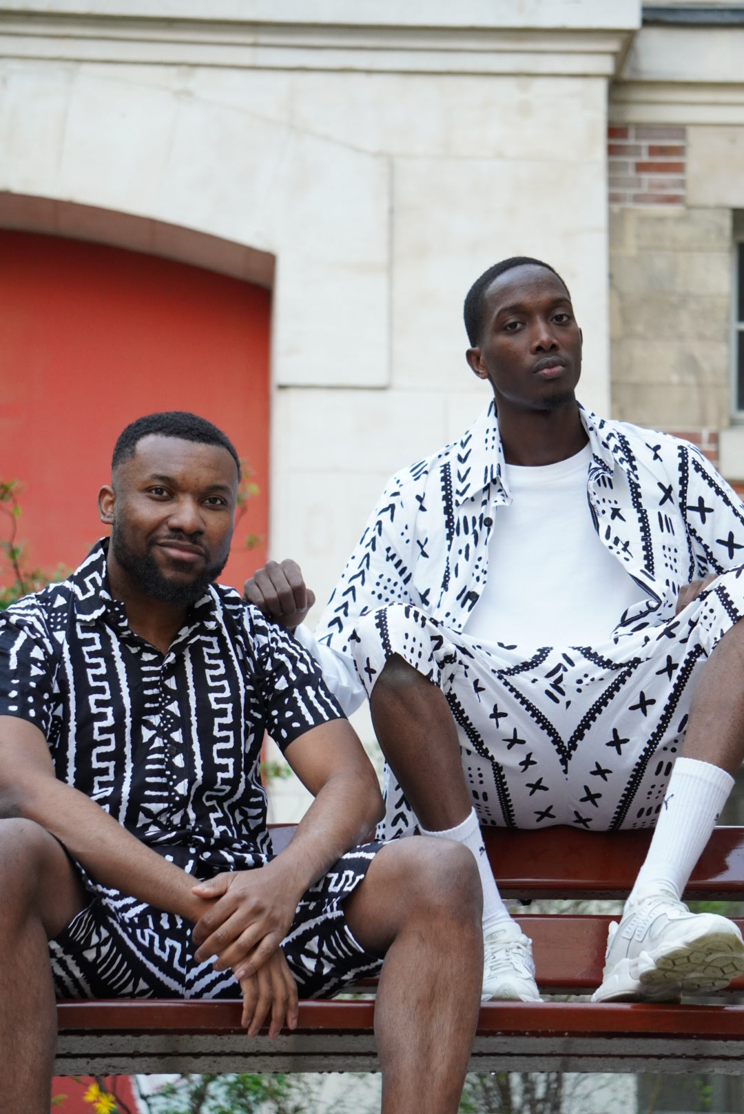 Ensemble bogolan été – short et t-shirt africain fait main motif bogolan traditionnel