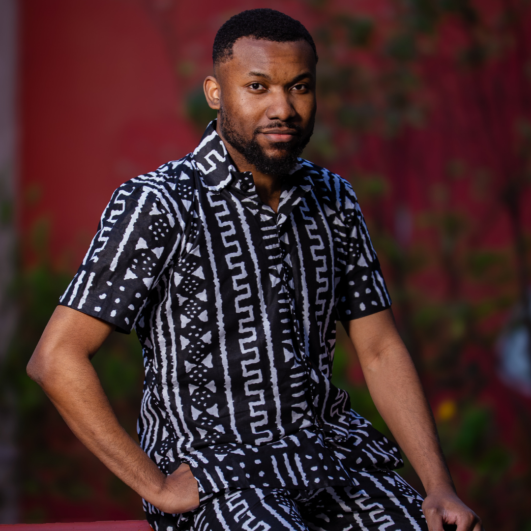 Ensemble bogolan été vue de dos – short et t-shirt africain artisanal imprimé bogolan