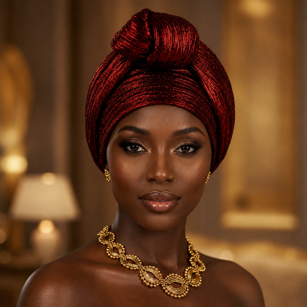 Turban Glam Knot™ coloris Rouge – turban satin femme festif et audacieux