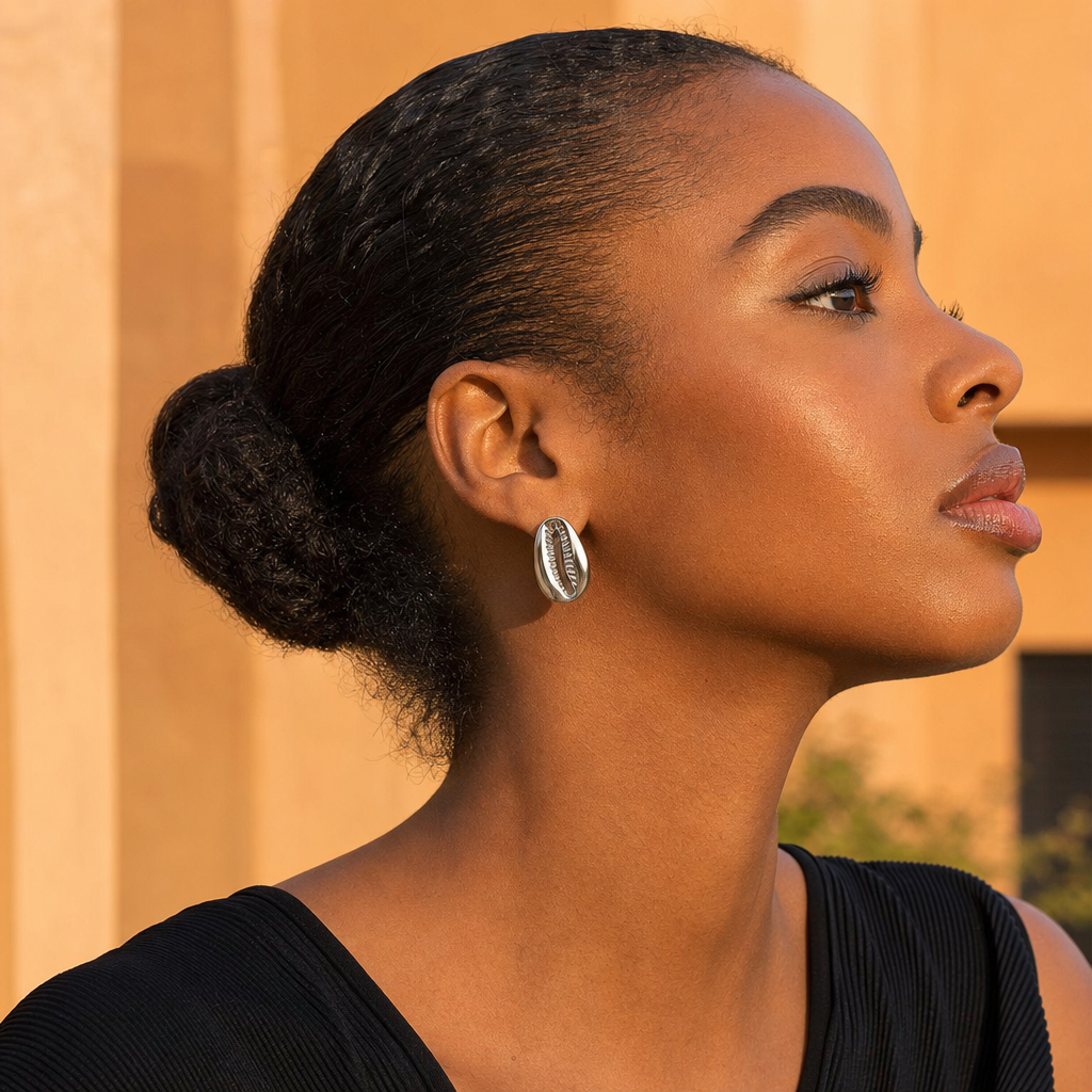 Boucles d'Oreilles Cauri — portées golden hour — Cissey Clothing