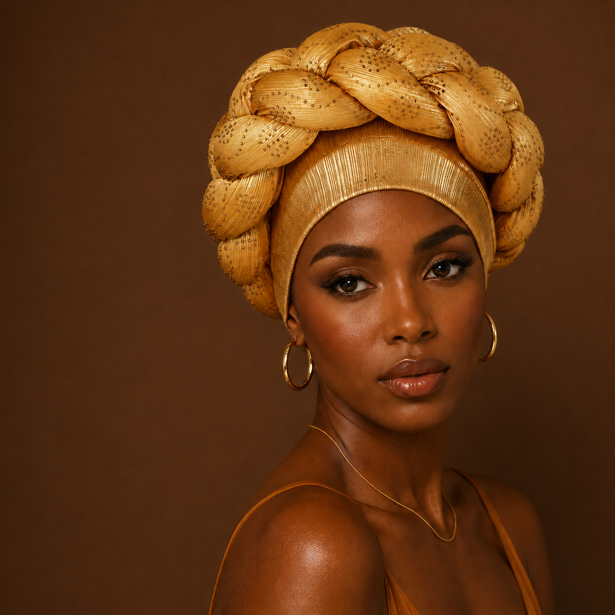 Turban Crystal Crown tressé or micro-strass headwrap luxe — Cissey Clothing