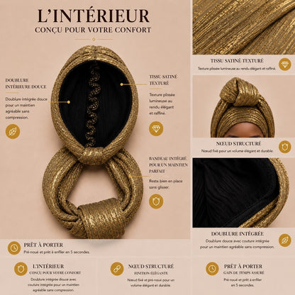 Intérieur satin premium Turban Glam Knot protection anti-casse anti-frisottis — Cissey Clothing