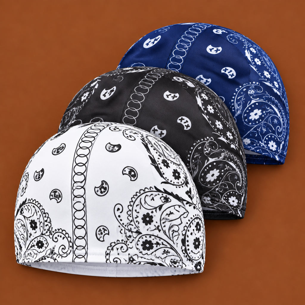 Lot de 3 wave caps Blanc Gris Marine paisley Cissey