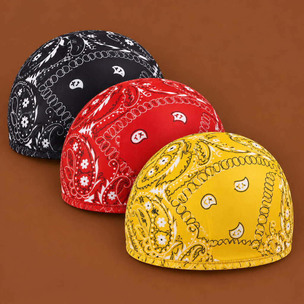 Lot de 3 wave caps Noir Rouge Jaune paisley Cissey