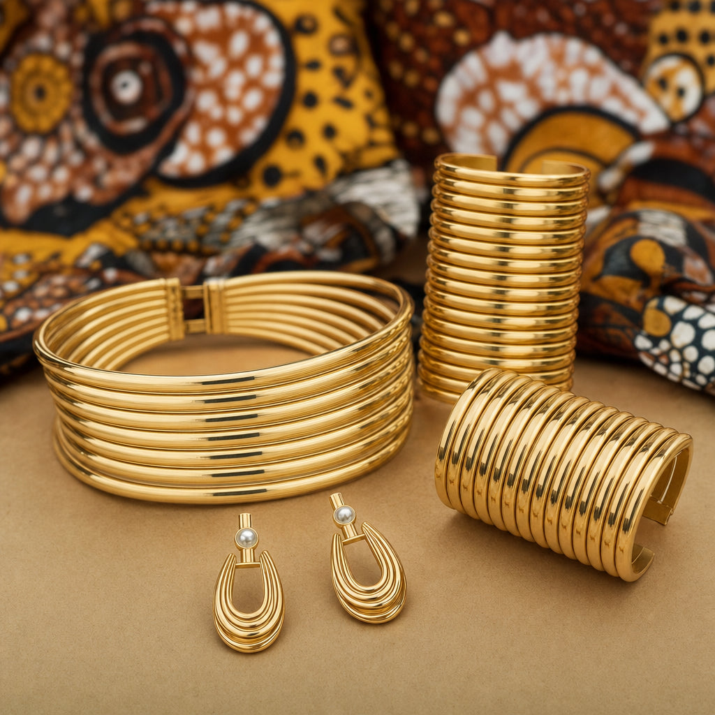 Parure Racines — posée sur tissu wax — Cissey Clothing