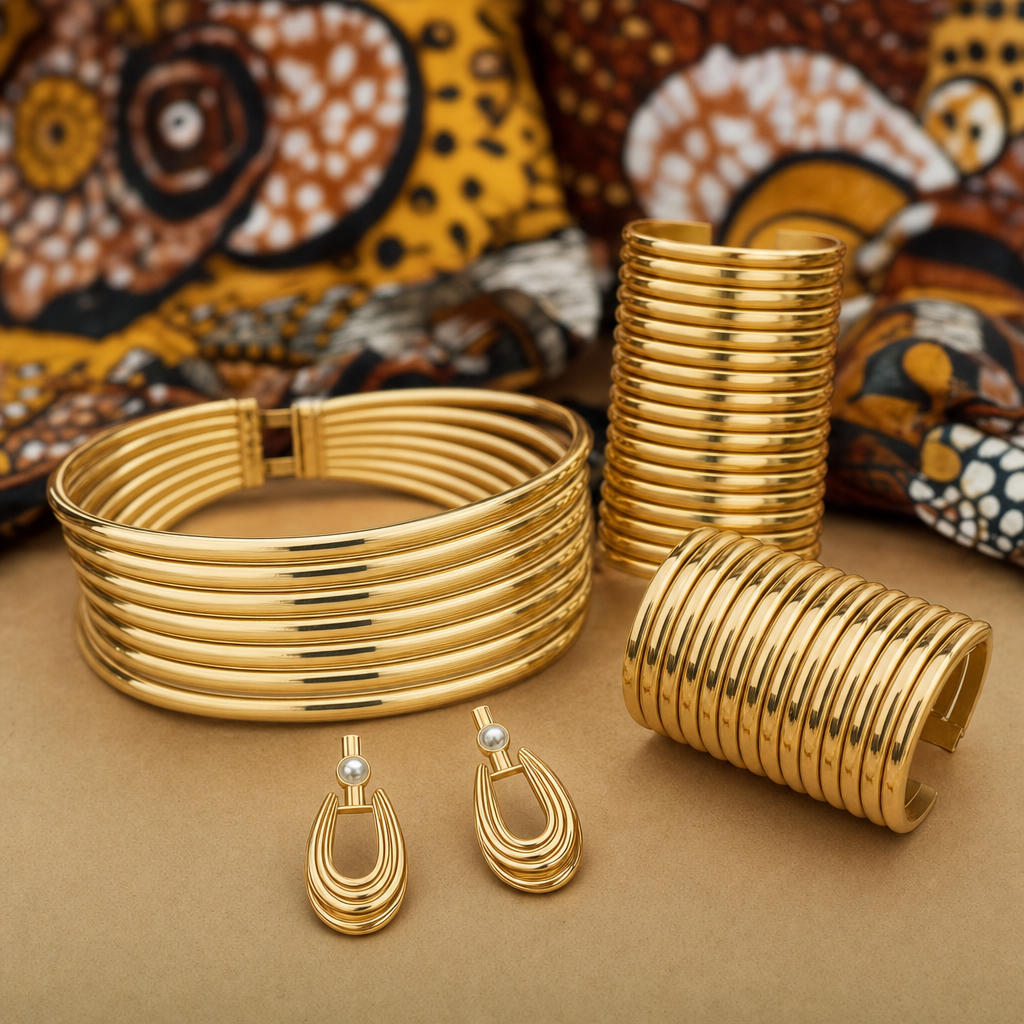 Parure Racines — posée sur tissu wax — Cissey Clothing